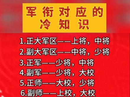 军衔对应的冷知识,收藏起来吧。