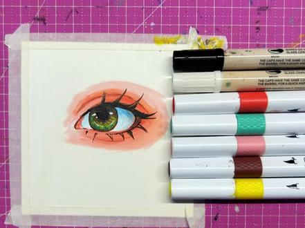 又简单又好看的丙烯马克笔画眼睛教程来啦~#丙烯马克笔 #眼睛画法 #马克笔手绘 #绘画过程分享
