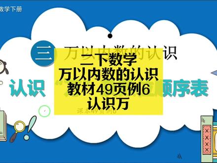 二下数学同步:万以内数的认识教材49页例6(认识万) 二下数学同步:万以内数的认识教材49页例6(认识万及数位顺序表)#小学数学 #小学数学解题技巧 #小学数学思维 #二年级 #二年级数学