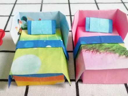 儿童手工折纸小床,方法简单关键是特别漂亮,两张纸完成