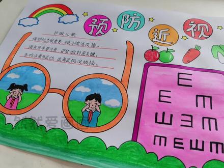 预防近视主题手抄报,爱眼护眼#手抄报模板 #用尺子画手抄报