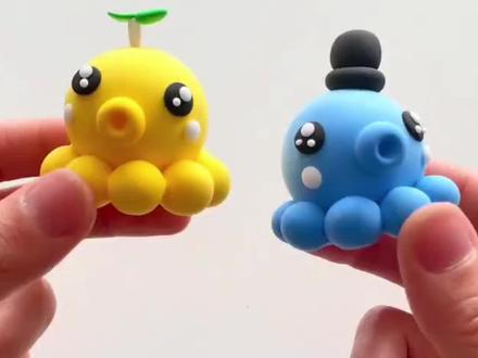黏土可爱小乌贼#手工diy #粘土 #粘土手工