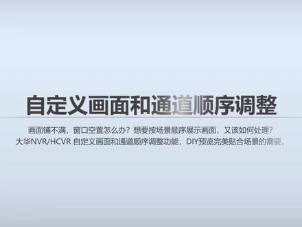 大华nvr/cvr自定义画面与通道顺序调整#监控下的一幕