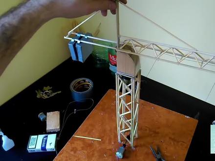 如何制作塔吊起重机模型#我爱发明我爱制作 #科学类玩具制作 #幼儿简单科技小制作 #小学手工制作大全 #科技小制作