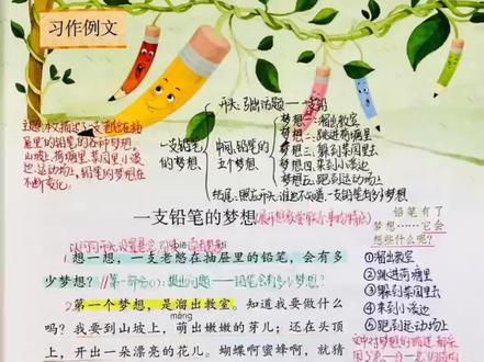 小学三年级语文下册《一支铅笔的梦想》 #三年级语文下册#语文#语文笔记#一支铅笔的梦想#小学语文 小学三年级语文下册《一支铅笔的梦想》课堂笔记与朗读