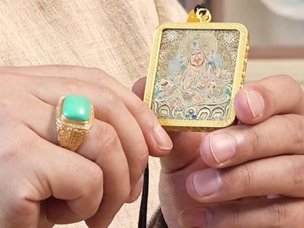 《黑金带彩—黄财神》 #唐卡艺术 #广州 #纯手绘 #非遗 #昂重才让