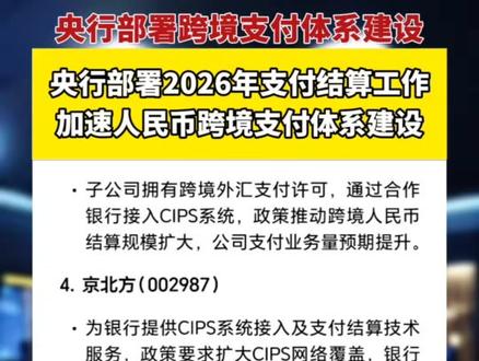 央行部署2026年支付结算工作:加速人民币跨境支付体系建设,推动跨境互联互通
简要概括
2026年1月15日,中国人民银行召开2026年支付结算工作会议,部署年度重点任务。会议明确要求紧扣“十五五”规划和金融强国建设目标,以高质量发展为导向,推动现代化支付体系升级。核心内容如下:
1. 核心任务:完善人民币跨境支付体系会议提出加快建设覆盖广泛、层次多元的人民币跨境支付系统,旨在通过基础设施互联互通降低跨境交易成本、提升结算效率,进一步支持人民币国际化。
2. 监管与创新并重在推进开放的同时,央行强调实施支付机构穿透式监管和功能监管,以防范风险、塑造健康行业生态。同时鼓励通过技术创新提升支付系统服务质效,深化支付普惠。
3. 跨境支付合作持续推进此前(2025年6月)内地与香港快速支付系统“跨境支付通”已正式上线,实现人民币与港币跨境汇款实时到账,并逐步扩大参与机构范围。2026年工作将在此基础上进一步拓展跨境支付网络覆盖与应用场景。
4. 战略意义这些举措旨在通过提升支付体系的安全性、效率与开放性,助力巩固香港国际金融中心地位,服务高水平对外开放,并为实体经济与跨境贸易投资提供更便捷的金融支持。