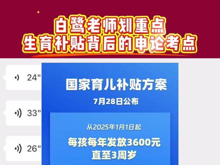 白鹭老师划重点!生育补贴背后的申论考点 #白鹭申论 #白鹭申论押题 #白鹭老师 #生育补贴 #申论考点