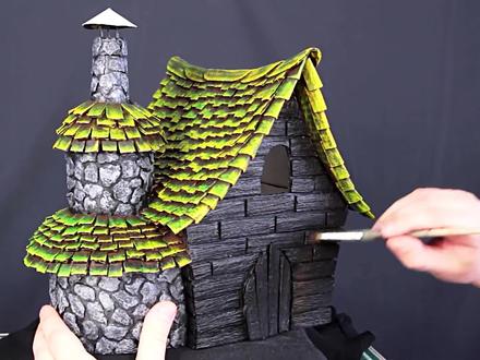 废旧纸板制作童话小屋,手工制作创意手工,亲子手工 #手工制作 #亲子手工 #手工DIY #创意手工