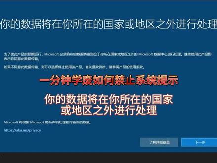 一分钟学废如何禁止电脑提示你的数据将在你所在的国家或者地区之外进行处理 #电脑 #电脑知识 #电脑技巧 #电脑小技巧 #你的数据将在你所在的国家或者地区之外进行处理