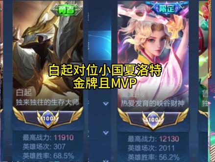 白起对位小国夏洛特,金牌且MVP#游戏日常 #白起