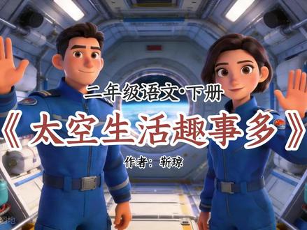 二下语文《太空生活趣事多》课文动画 二年级语文下册《太空生活趣事多》课文预习朗读动画 #二年级语文下册 #小学语文 #二下语文 #课文动画 #太空生活趣事多