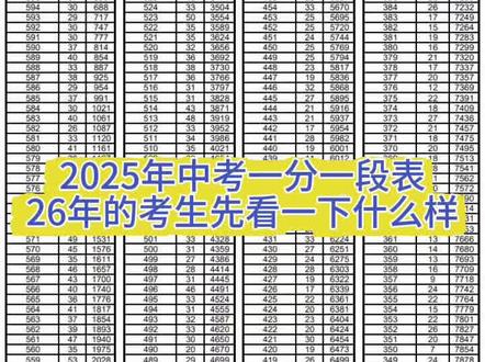 什么是一分一段表 2025年中考一分一段表,26年的考生参考#同城教育 #新泰
