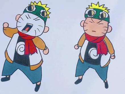 手绘q版鸣人:你来打老子呀,哼~#火影忍者#鸣人#绘画过程