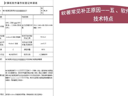 软著常见补正原因——五、软件功能和技术特点 1、申请表中主要功能和技术特点一栏没有填写完整,因为有字数限制,应精简完整填写。
对于填写申请材料时所需要填写的功能和技术特点,要与源代码和操作说明书所描述的功能特点保持一致,且在规定有限的字数内,尽可能完整表述,完整结尾。
2、编程语言、软件环境、硬件环境、代码量、功能和技术特点有错误,开发方式有误;
#软著 #软著申请 #软件著作权 #软件著作权申请 #知识产权