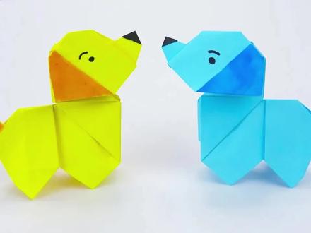 一张纸教你折可站立的小狗,非常可爱做法也简单,手工折纸教程