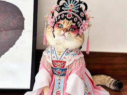 猫咪唱戏AI指令教程 #一秒变身战斗猫猫 #小云雀AI #小云雀AI一键图片设计 #主角 #苟师