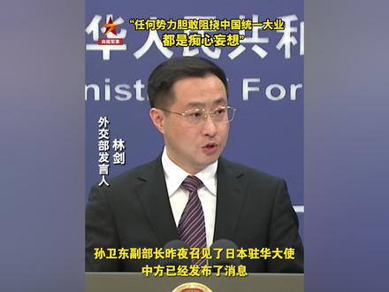 外交部:任何势力胆敢阻挠中国统一大业,都是痴心妄想,注定失败!(总台记者:赵晶)#权威发布