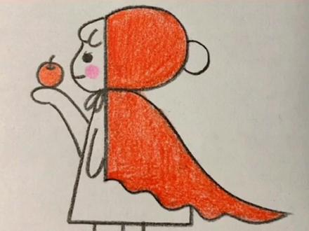 用字母“R”画小红帽~ #小红帽 #童话 #简笔画 #创意美术