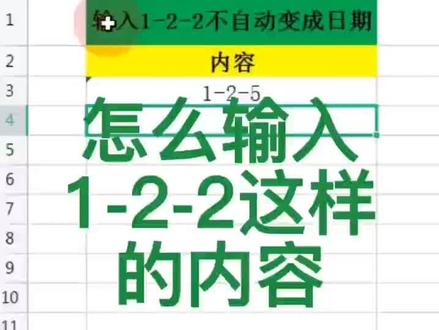 正确输入1-2-2类数字#excel技巧 #wps表格技巧 #office技巧