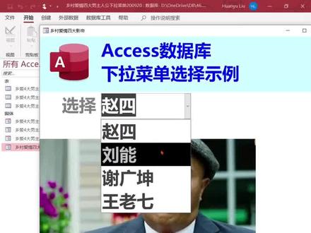 #access数据库 窗体下拉菜单应用示例