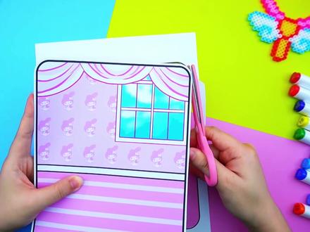 剪纸动画:手工DIY主题房间,库洛米VS美乐蒂,你喜欢哪个风格? #动画 #剪纸动画 #换装 #手工 #儿童