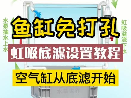 免打孔虹吸底滤设置教程,鱼缸水草缸底滤过滤空气缸,虹吸壶、虹吸管使用方法