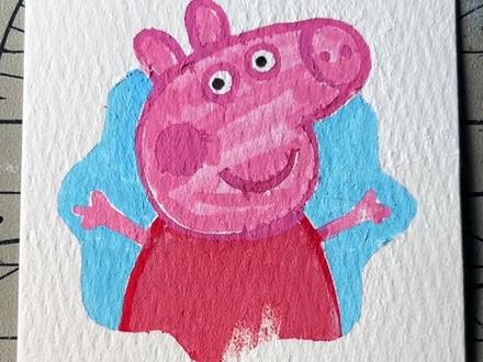 在美纹纸上画实体档案Entity0007:小猪佩奇 #小猪佩奇 #手工diy #跟着抖音学画画 #美纹纸雕刻