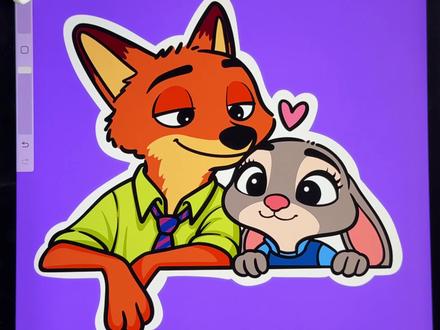 尼克狐尼克和兔朱迪来咯,都说我不打草稿,这次打个草稿画 #procreate绘画 #疯狂动物城 #绘画过程 #尼克狐尼克 #兔朱迪