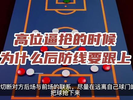 后防线整体跟上,不要脱节,这是高位逼抢的原则之一。