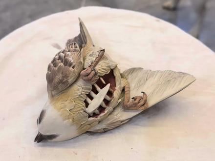 小肥啾:感觉后背一凉
#陶艺 #雕塑 #原创 #手工diy