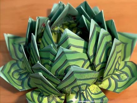 青色莲花手工折纸教程#莲花折纸#手工折纸