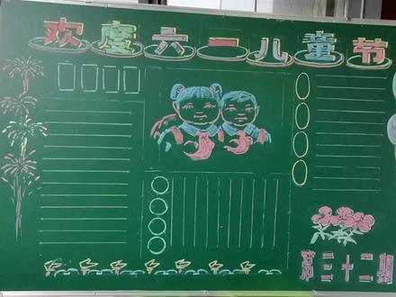 六一儿童节黑板报,粉笔画,示范,画法。