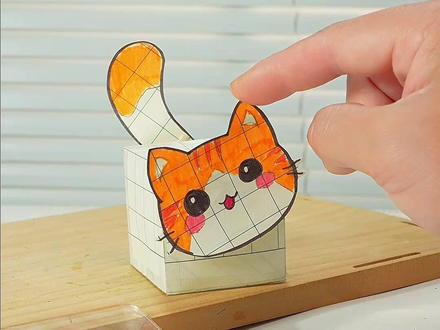 用草稿纸做撸着玩的小猫咪 #创意手工 #手工DIY #折纸教程