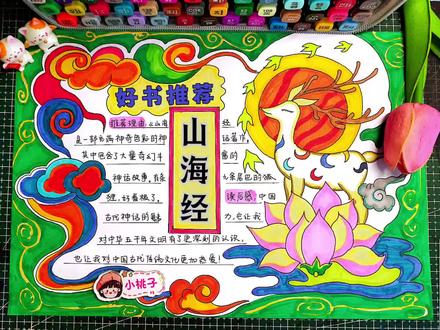 四年级必读书目,山海经手抄报,有线稿可打印