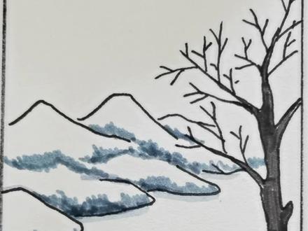 《江雪》诗配画,简单容易画#一起学画画 #诗配画手抄报