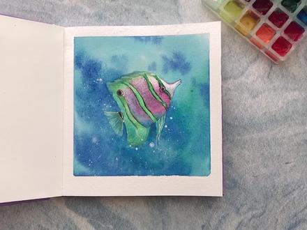 解锁飞乐鸟家的新本子 ,一起画起来呀!#水彩教程 #水彩手绘 #水彩插画 #水彩本 #水彩海景 #水彩