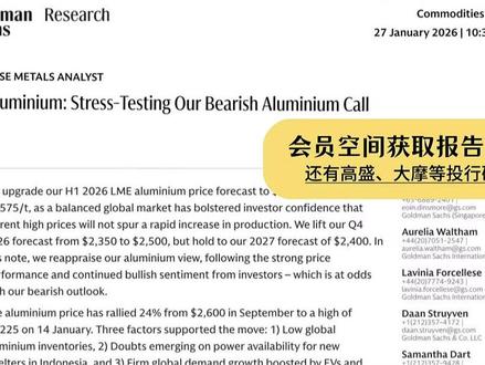 高盛:铝价冲上$3225,狂欢即将终结 #铝 #金属 #行业研究 #研报 #高盛
