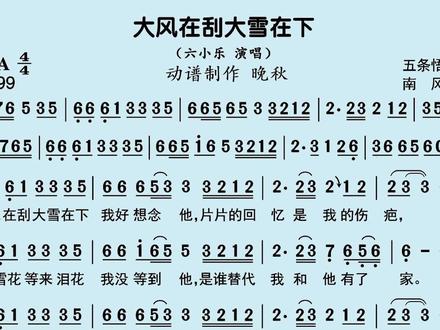 《大风在刮大雪在下》动态简谱 (伴奏)