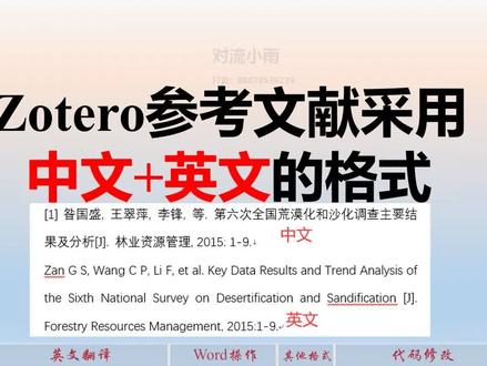 zotero参考文献中文+英文翻译格式#zotero #论文 #参考文献#文献翻译 #word