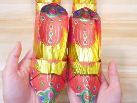 分享一款高跟鞋折法,一共用到两张纸#折纸教程 #叠元宝