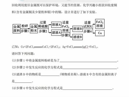工艺流程题 #中考 #化学 #中考化学