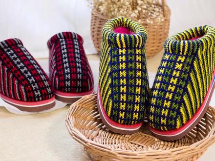 雅馨绣坊毛线棉拖鞋编织 工字花全集#棉鞋编织