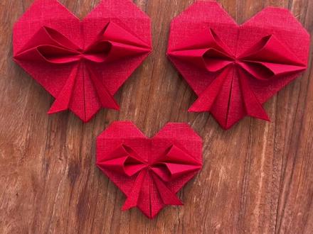 爱心蝴蝶结超详细教程 #手工教程 #折纸教程