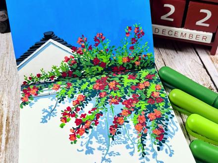 花开满墙,是画笔留下的美好!
让一张折页,装下了一整个开满花的屋檐。
#丙烯马克笔 #治愈 #手绘画画 #手绘艺术#跟着抖音学画画