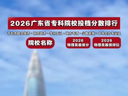 最新!2026广东省专科院校投档情况已公布,你被哪所大学录取 #广东大学 #录取分数线 #2026高考 #专科 #广东高考