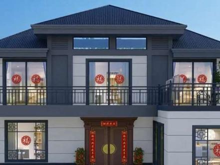 农村最好看的房子,二层7字户型,新中式风格百年不过时 ,你喜欢这个设计吗#农村自建房 #别墅设计 #建房图纸 #农村自建房