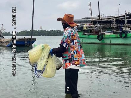 海边抓鱼吗?今天收获可满意了 #撒网捕鱼 #赶海抓鱼#咸淡水罗非鱼
