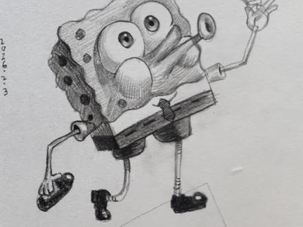 #素描#创意素描#海绵宝宝 如果你只有二三年纪也想画素描就来看看这个视频。看看你能不能学会呢?