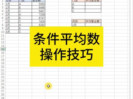 大连办公基础操作学习Excel条件平均数操作技巧 #excel技巧 #office办公技巧 #办公技巧 #文员零基础入门教程 #办公表格制作教学